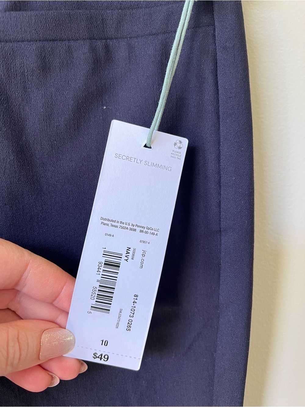 NWT Liz Claiborne Lisa Womens Straight Pull-On Pant Color Navy Size 10 - Picture 9 of 9